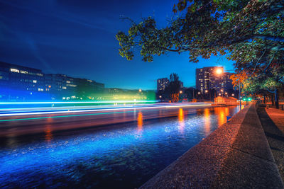 Light trails in city at night