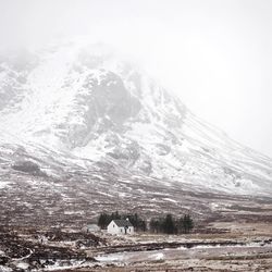 Aerial view of snow covered mountain