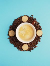 Directly above shot of coffee cup on table