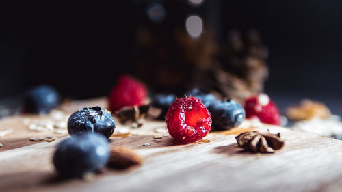 Close-up of strawberries on table