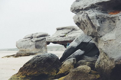 Close-up of rocks at beach