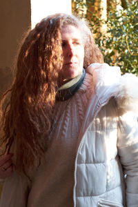 Portrait of a woman in snow