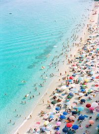 High angle view of people at beach