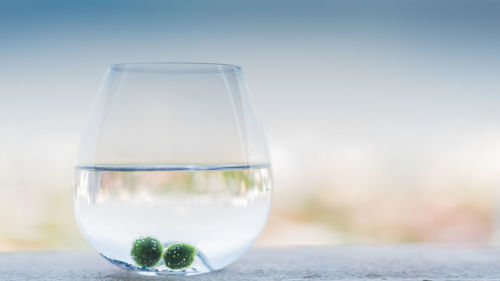 Close-up of drink in wineglass on table