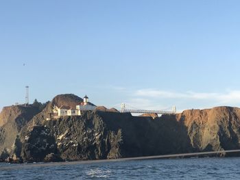 Scenic view of sea against clear sky
