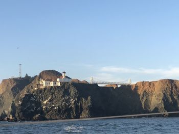 Scenic view of sea against clear sky