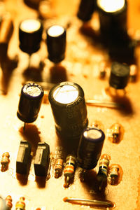 High angle view of containers on table