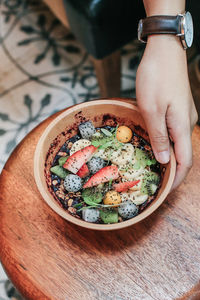 Cropped hand of person holding potted plant