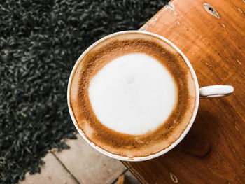 High angle view of coffee on table