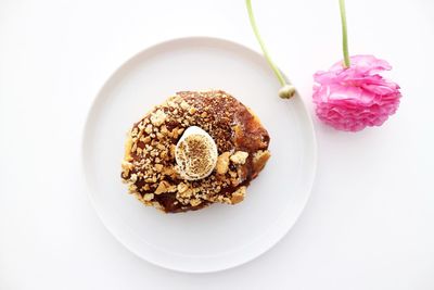 Close-up of dessert served on table