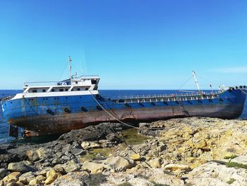 Wreck of a drifting ship on the coast of malta