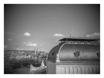 View of bell tower against cloudy sky