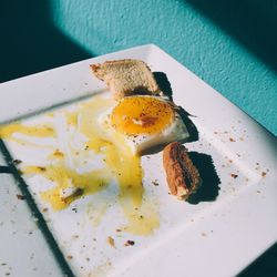 High angle view of food in plate