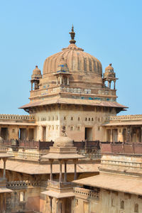 Low angle view of historical building against clear sky