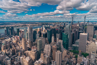 Aerial view of cityscape against sky