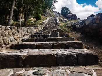 Stone wall of staircase