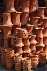 Close-up of pots for sale
