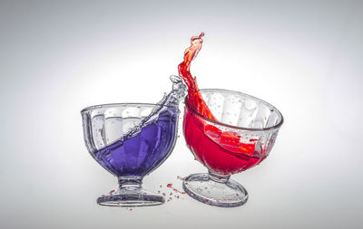 Close-up of wine glass on white background