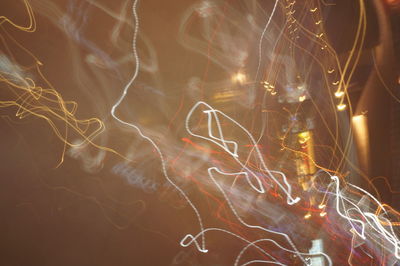 Close-up of light trails at night