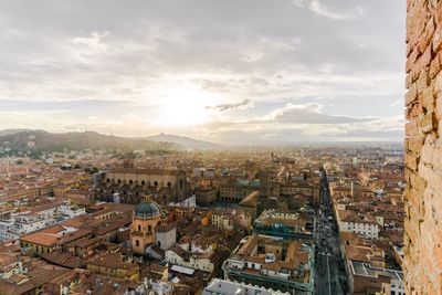 High angle view of cityscape against sky
