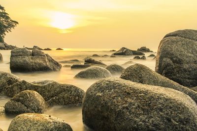 Scenic view of sea against sky during sunset