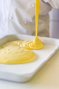 Close-up of yellow food on table