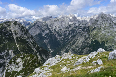 Beautiful hiking trail in a valley of seven lakes in triglav national park, slovenia