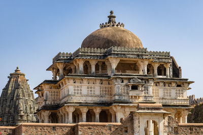 Ancient temple dome unique architecture with bright blue sky at morning