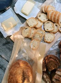 High angle view of food on table