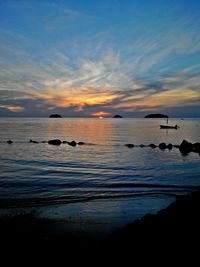 Scenic view of sea against dramatic sky