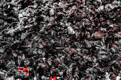 Full frame shot of burning charcoal