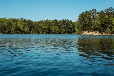 Scenic view of lake against clear sky