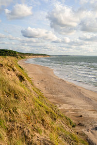 Scenic view of beach against sky