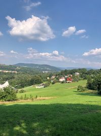 Scenic view of field against sky