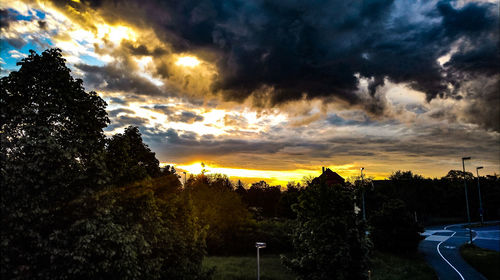 Scenic view of dramatic sky during sunset