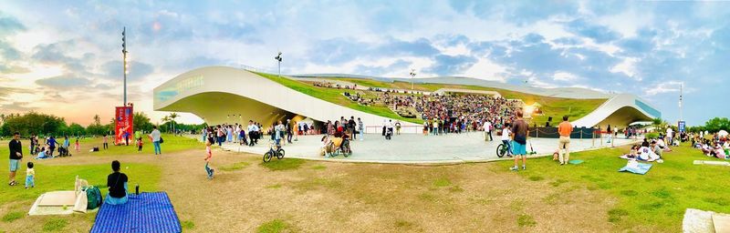 People in park against sky