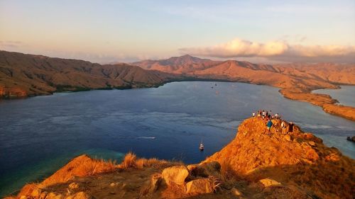 Scenic view of mountains against sky during sunset