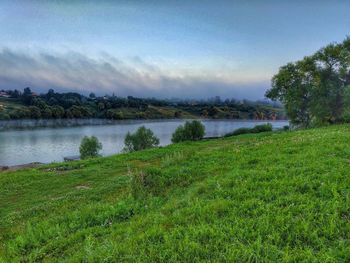 Scenic view of lake against sky