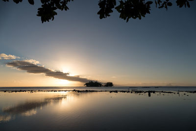 Scenic view of sea against sky at sunset