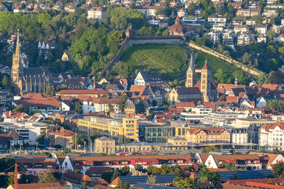 Top view shot of esslingen at the neckar in germany