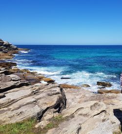 Scenic view of sea against clear sky