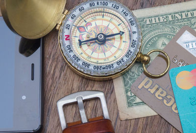 High angle view of text on table