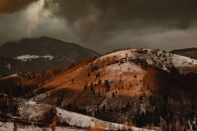 Winter sunset over mountains landscape photography