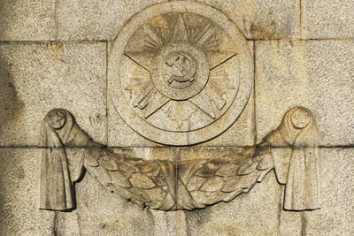 Close-up of carving on wall