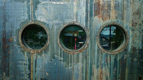 Full frame shot of old window of building