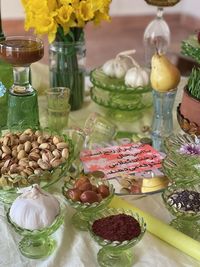 Close up of haftsin spread 