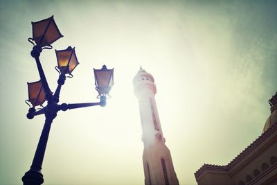 Low angle view of street light against sky