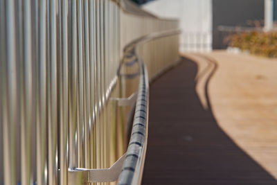 Modern design of stainless steel handrail in outdoor sunny day.