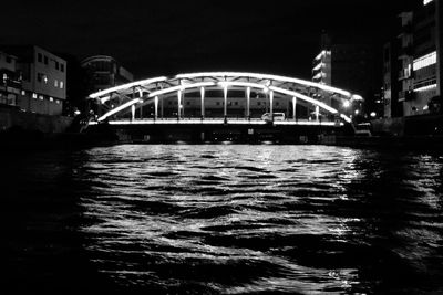 Bridge over river at night