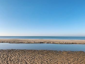 Scenic view of sea against clear sky